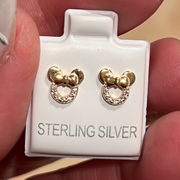 14k gold plated CZ Mouse Bow Earrings - Picture 2 of 9